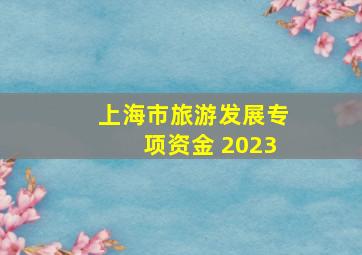 上海市旅游发展专项资金 2023